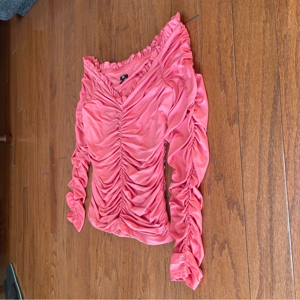 Express Body Contour Compression ruched off-the-shoulder top size medium pink - Picture 7 of 8